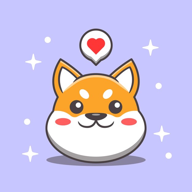 Ilustración de vector de dibujos animados de cara linda de Shiba inu