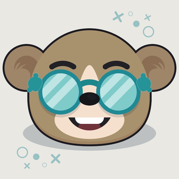 Ilustración de vector de dibujos animados de cara de oso lindo adecuado para diseño de camiseta sticke, etc.