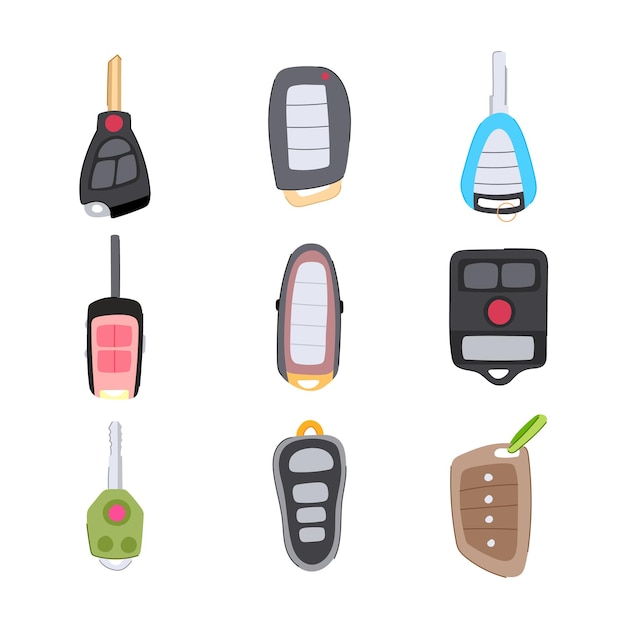Ilustración de vector de dibujos animados de conjunto de llave de coche