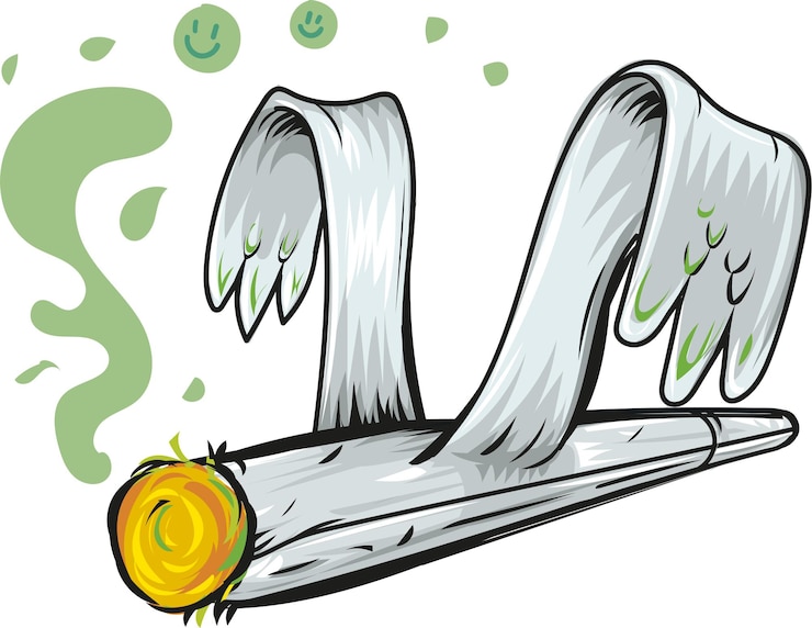 Ilustración de vector de dibujos animados conjunto de marihuana enrollada de fumar