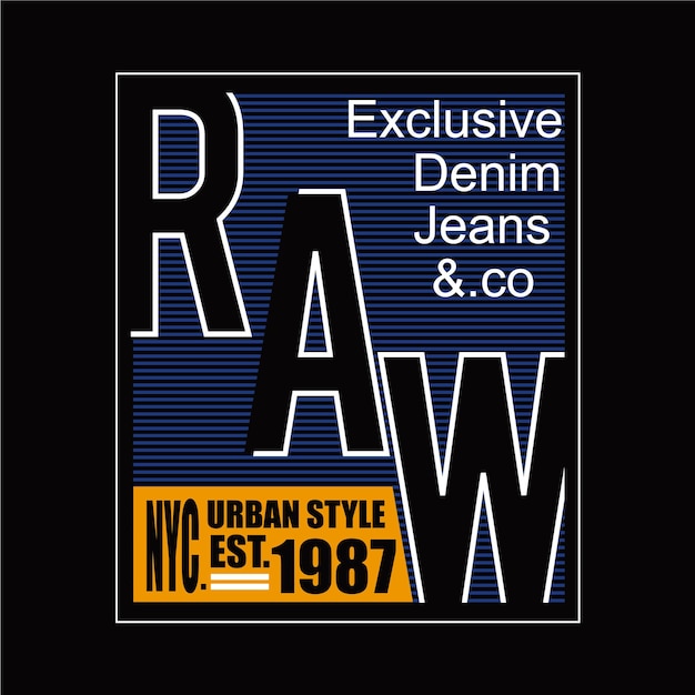 Ilustración de vector de dibujos animados de diseño de jeans exclusivos RAW