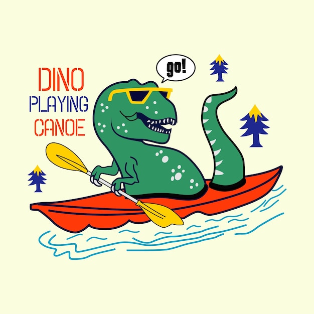 Ilustración de vector de dibujos animados de diseño lindo t rex