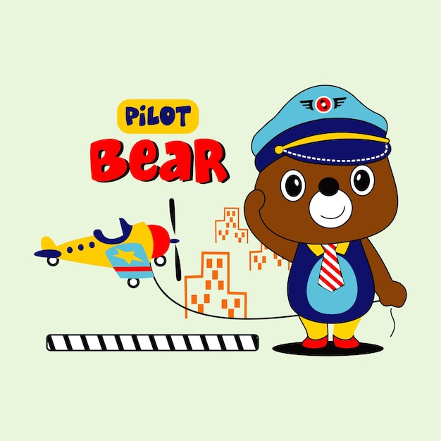 Ilustración de vector de dibujos animados de diseño de oso piloto