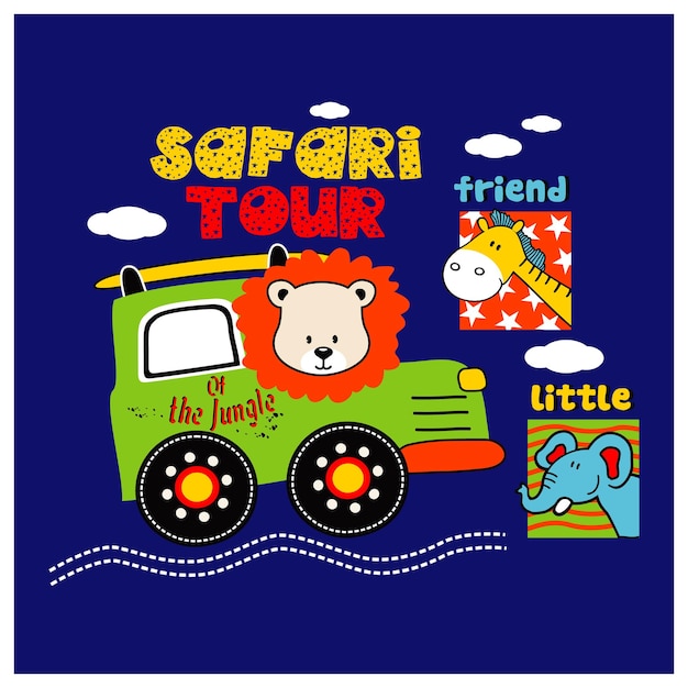 Ilustración de vector de dibujos animados de diseño de safari lindo