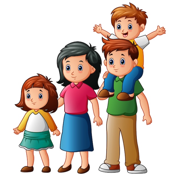Ilustración de vector de dibujos animados de familia feliz