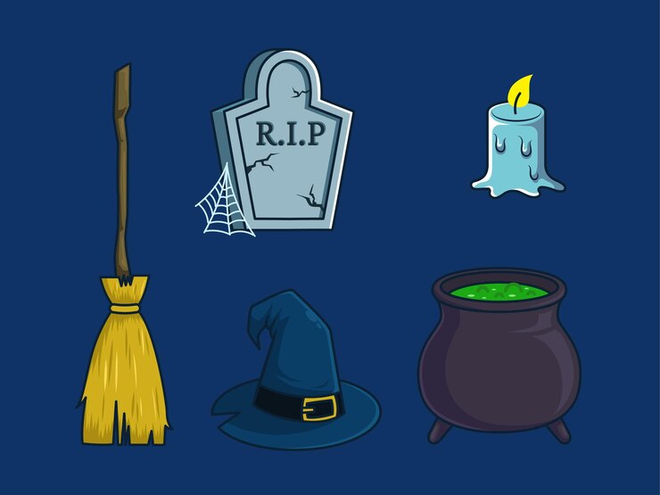 Ilustración de vector de dibujos animados de halloween de activos de diseño de elementos de colección
