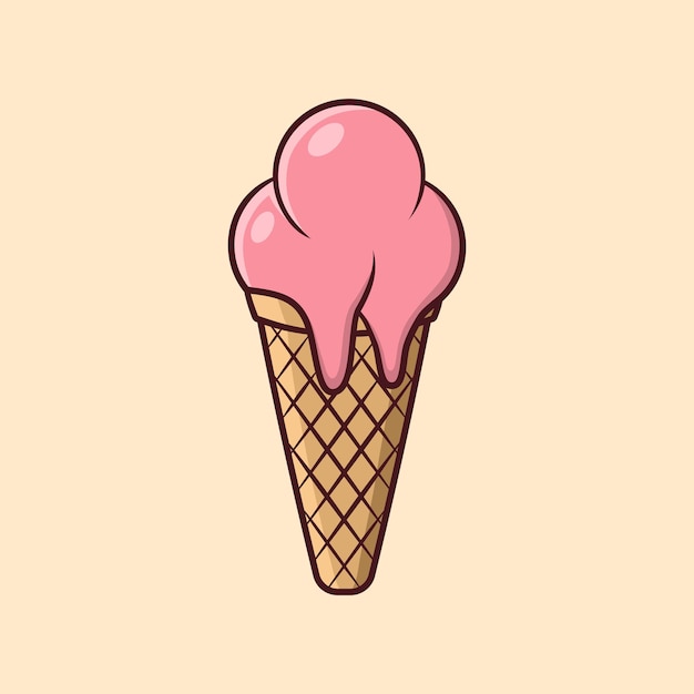 Vector ilustración de vector de dibujos animados de helado de fresa