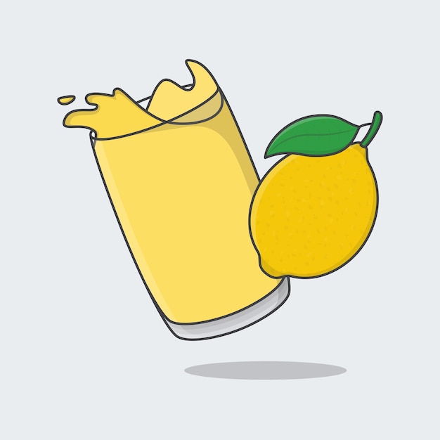 Ilustración Vector Dibujos Animados Jugo Limón Icono Plano Jugo Limón Contorno