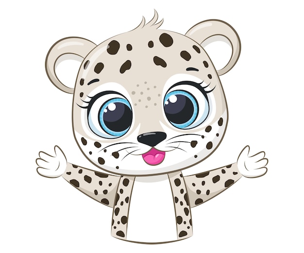 Ilustración de vector de dibujos animados lindo bebé leopardo