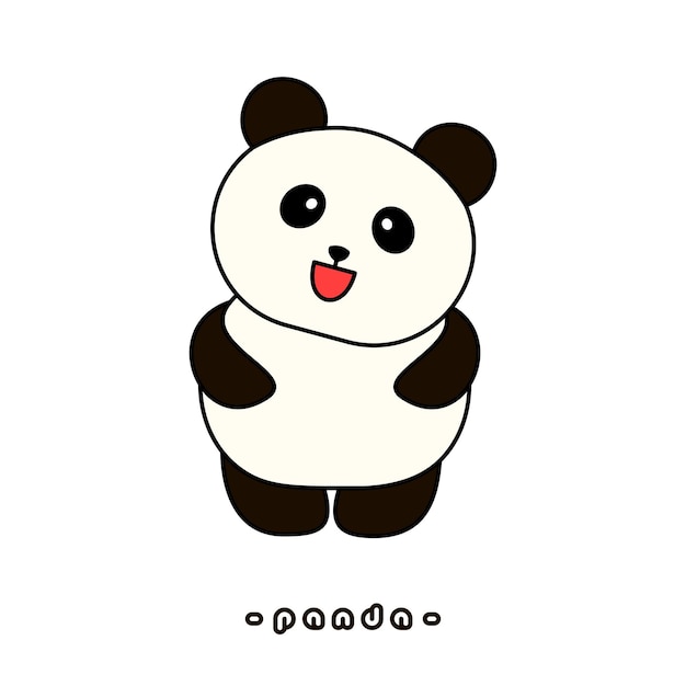 Ilustración de vector de dibujos animados lindo bebé panda agitando aislado sobre fondo blanco