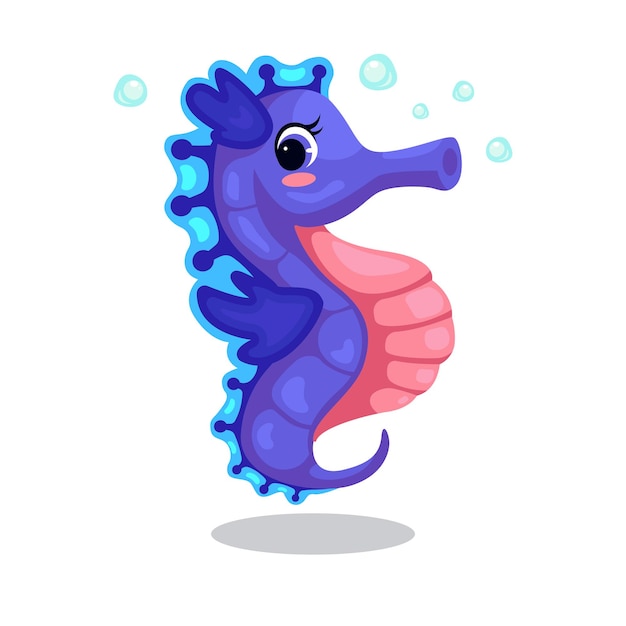 Ilustración de vector de dibujos animados lindo caballito de mar