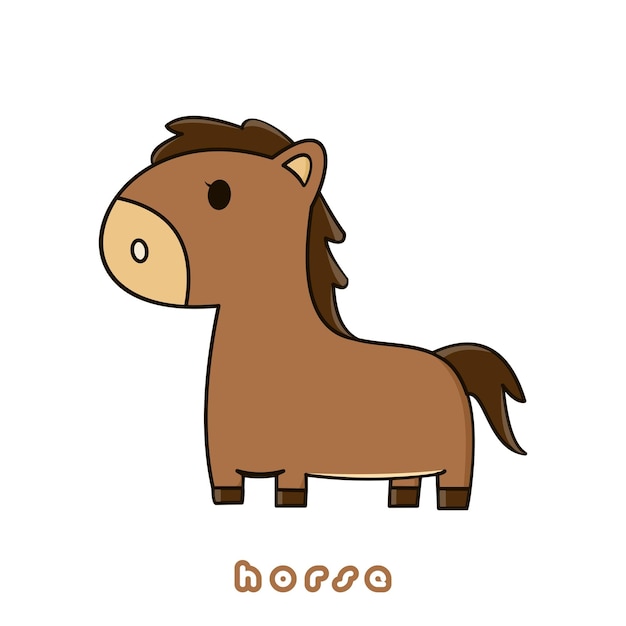 Ilustración de vector de dibujos animados lindo caballo agitando aislado sobre fondo blanco