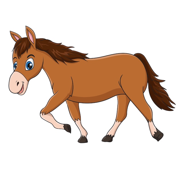 Ilustración de vector de dibujos animados lindo caballo