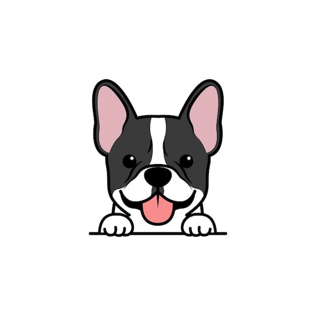 Ilustración de vector de dibujos animados lindo cachorro bulldog francés