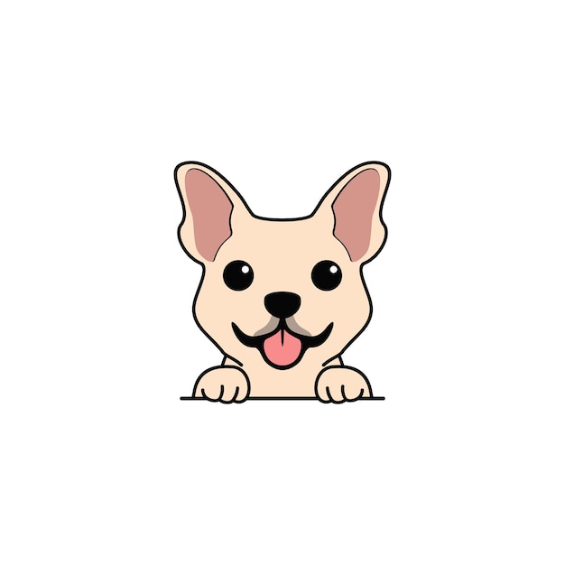 Ilustración de vector de dibujos animados lindo cachorro bulldog francés