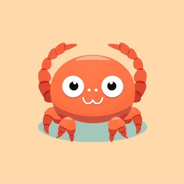 Ilustración de vector de dibujos animados lindo cangrejo