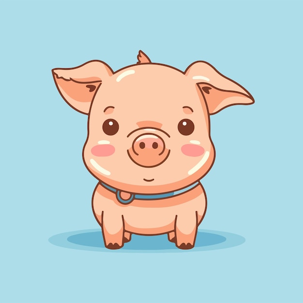 Ilustración de vector de dibujos animados lindo cerdo