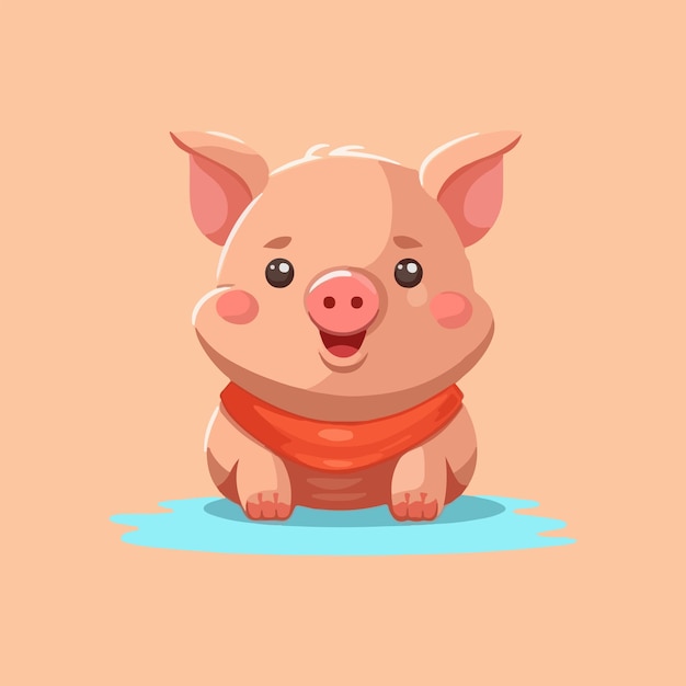 Ilustración de vector de dibujos animados lindo cerdo