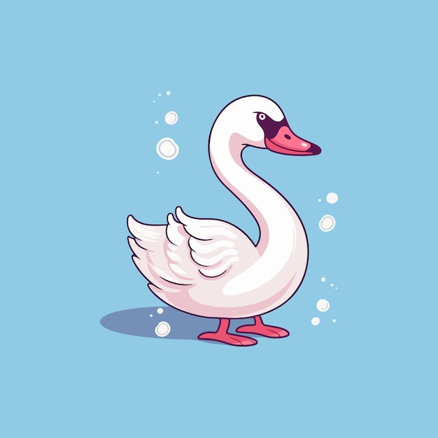 Ilustración de vector de dibujos animados lindo cisne