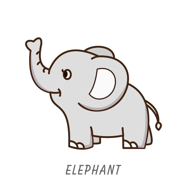 Ilustración de vector de dibujos animados lindo elefante agitando aislado sobre fondo blanco