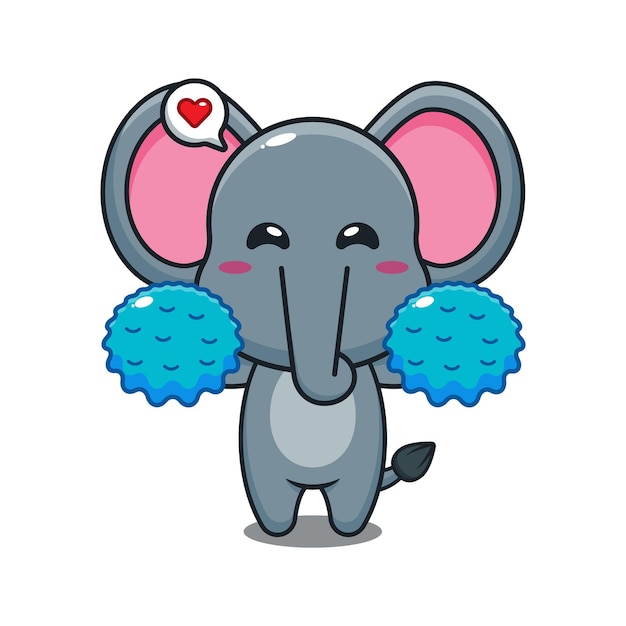 Ilustración de vector de dibujos animados lindo elefante animadora