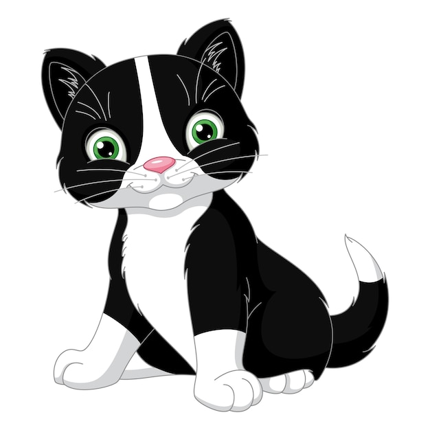 Ilustración de vector de dibujos animados lindo gato