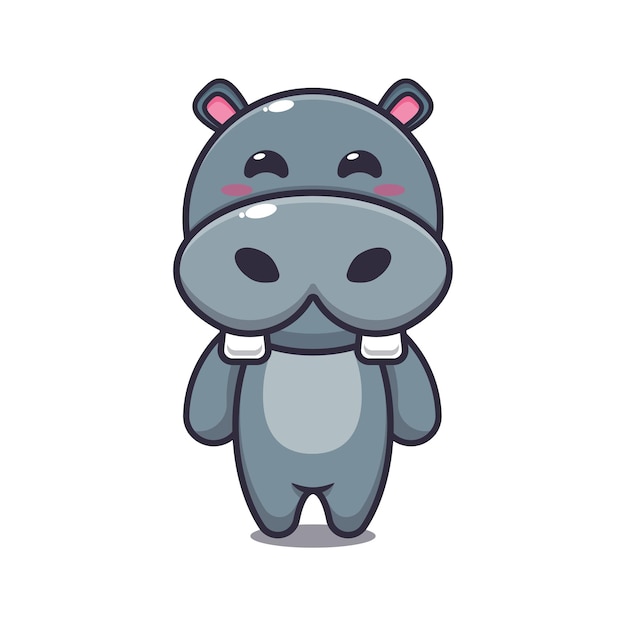 Ilustración de vector de dibujos animados lindo hipopótamo