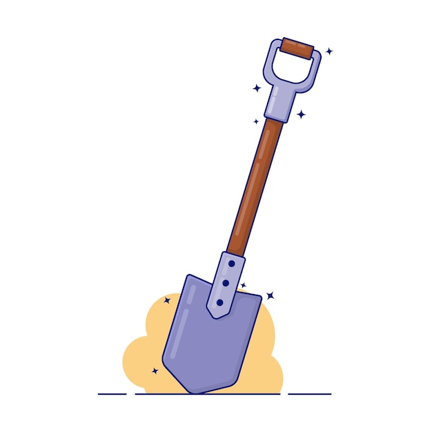 Ilustración vector de dibujos animados lindo de minería pala plano estilo de diseño de dibuyos animados 2d icono de juego aislado