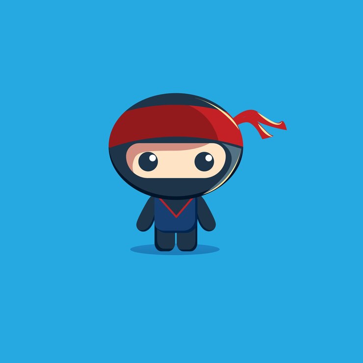 Ilustración de vector de dibujos animados lindo mini ninja de pie