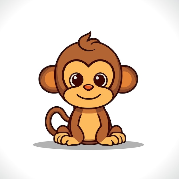 Ilustración de vector de dibujos animados lindo mono