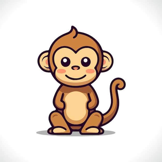 Ilustración de vector de dibujos animados lindo mono