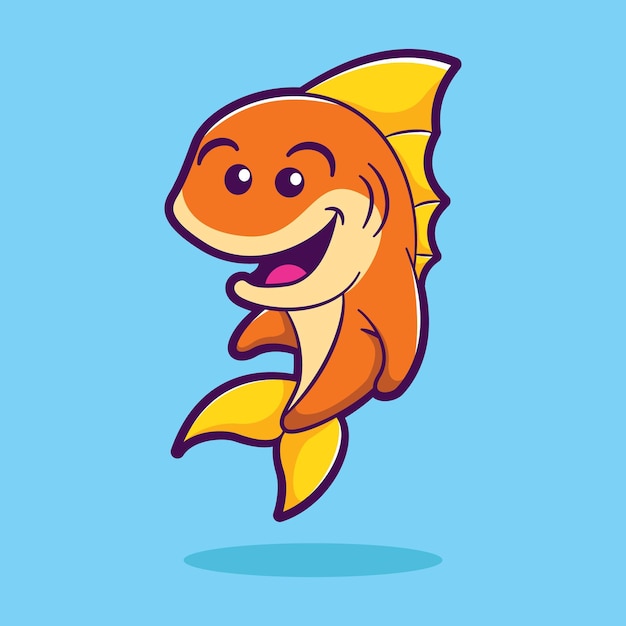 Ilustración de vector de dibujos animados lindo pescado