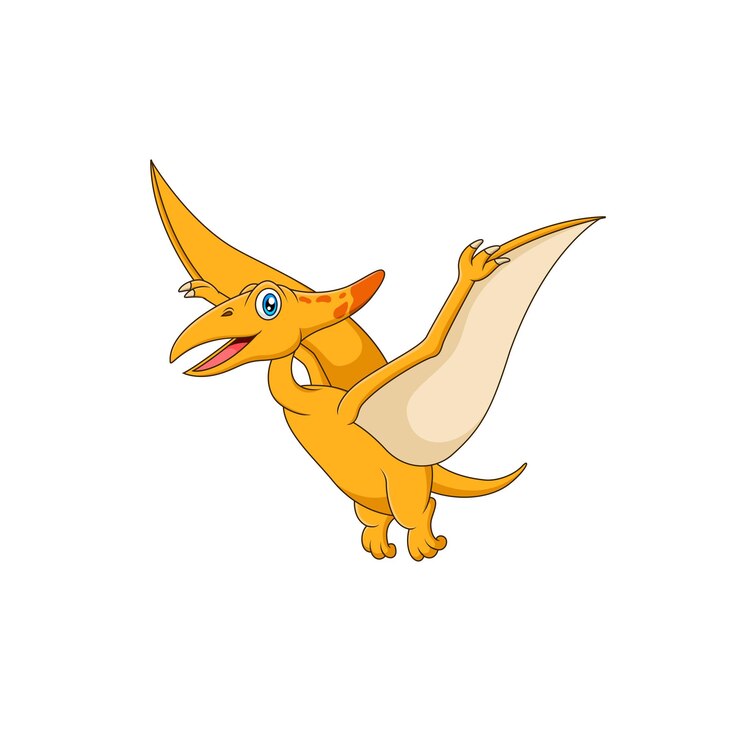 Vector ilustración de vector de dibujos animados lindo pterodáctilo un vuelo