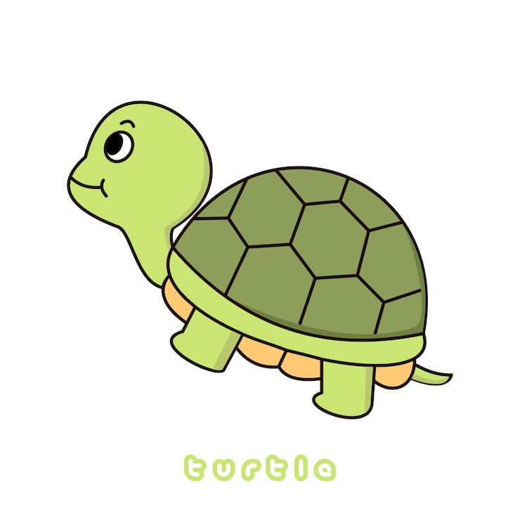 Vector ilustración de vector de dibujos animados lindo tortuga aislado sobre fondo blanco