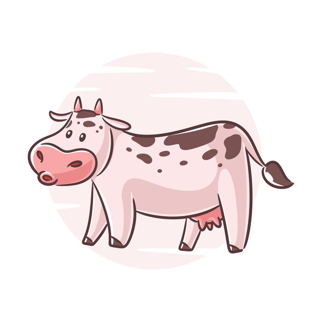 Vector ilustración de vector de dibujos animados lindo vaca sobre un fondo blanco