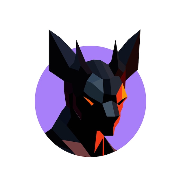 Ilustración de vector de dibujos animados de pantera negra de baja poli