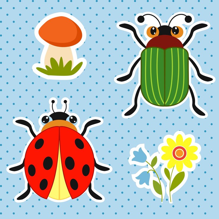 Vector ilustración de vector de dibujos animados pequeño escarabajo divertido