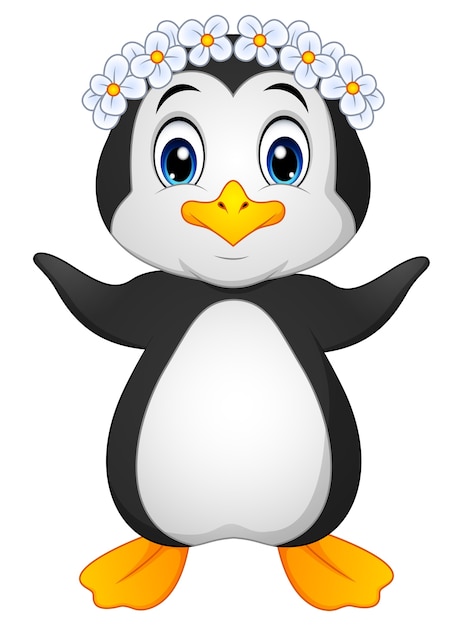 Ilustración de vector de dibujos animados de pingüinos hawaianos