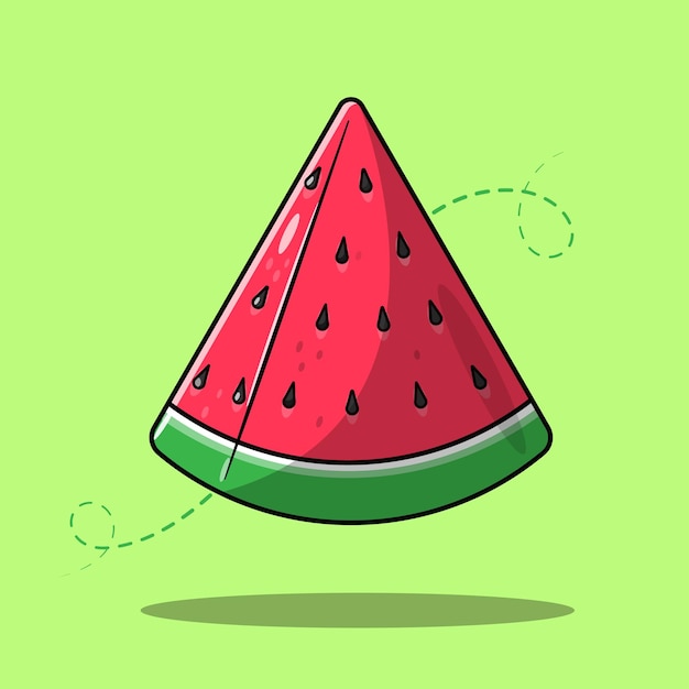 Ilustración de vector de dibujos animados plana de icono de rebanada de sandía. Fondo de logo de fruta de sandía