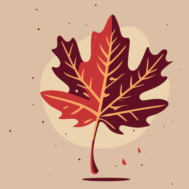 Ilustración de vector de dibujos animados plano simple de hoja de otoño