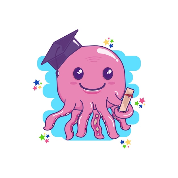 Ilustración de Vector de dibujos animados de pulpo. Estilo de dibujos animados plana Premium Vector.