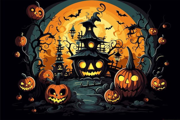 Ilustración de vector de dibujos animados de saludo de Halloween