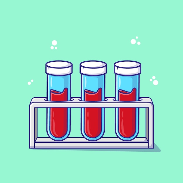 Ilustración de vector de dibujos animados de sangre de tubo de Vacutainer. Concepto médico aislado vector premium.