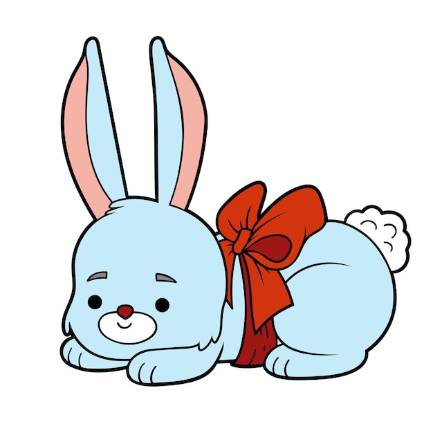 Ilustración de vector de dibujos animados sobre Pascua, conejo y arco