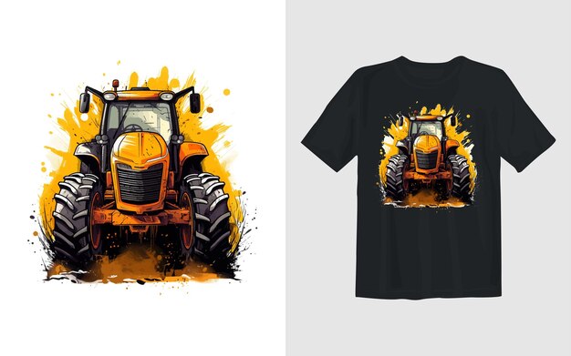 Ilustración de vector de dibujos animados de tractor Diseño de camiseta de tractor