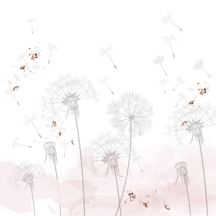 Vector ilustración de vector de diente de león estilo rústico minimalista soñando escena de la mañana