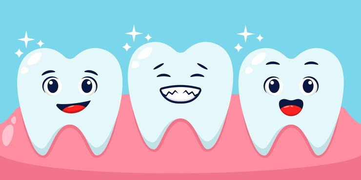 Vector ilustración de vector de dientes felices y sonrientes