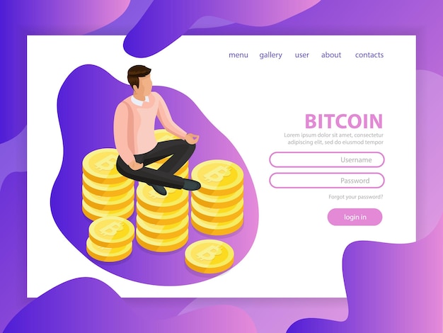 Ilustración de vector de dinero de bitcoin de finanzas isométricas modernas para diseño de página web y desarrollo de sitio móvil