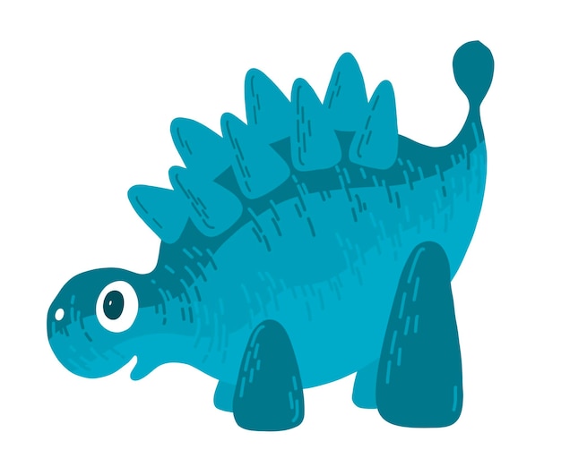 Vector ilustración de vector de dinosaurio de dibujos animados azul lindo