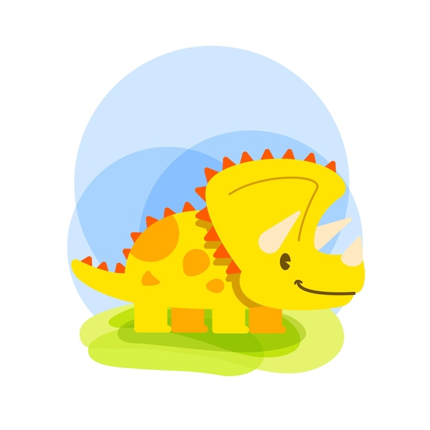 Vector ilustración de vector de dinosaurios lindo, triceratops pequeños dinosaurios lindos